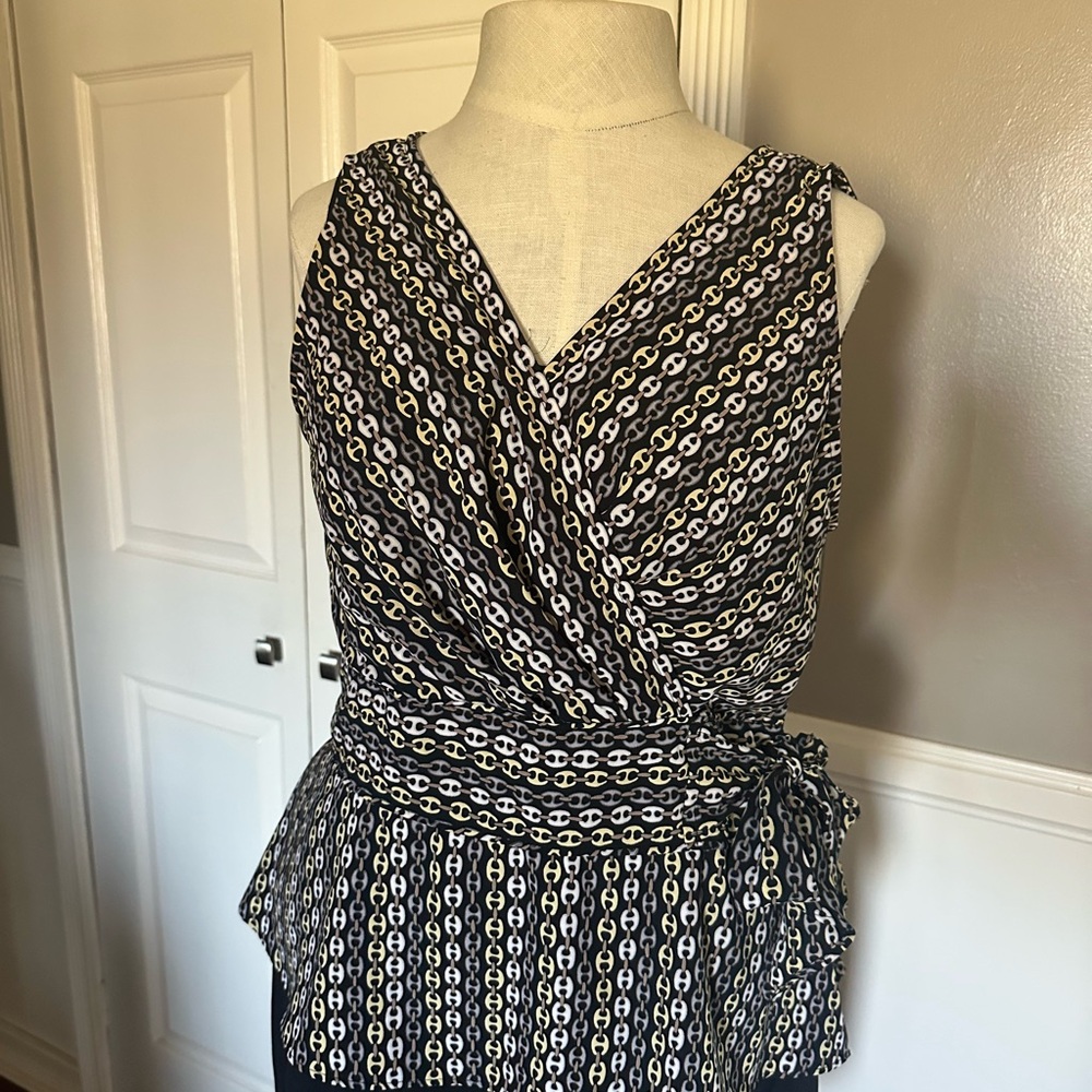 Covington Black and White Wrap Top